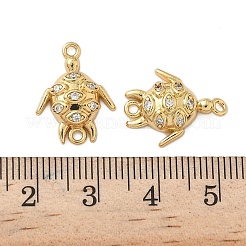Brass Micro Pave Clear Cubic Zirconia Sea Animal Connector Charms&nbsp;KK-P325-03G