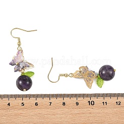 304 Stainless Steel & Natural Lapis Lazuli/Green Aventurine/Rose Quartz/Amethyst Dangle Earrings&nbsp;EJEW-JE07495