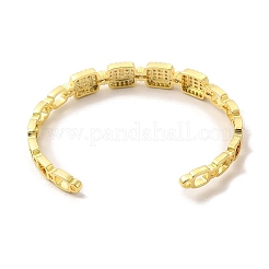 Clear Cubic Zirconia Rectangle Open Cuff Bangle&nbsp;BJEW-A136-04G