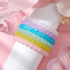 6Pcs 6 Colors 8mm Round Imitation Jade Glass Beaded Stretch Bracelet Sets&nbsp;BJEW-JB10774