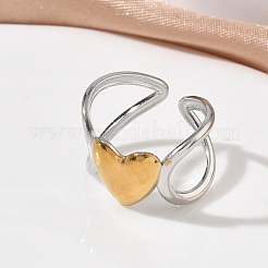 304 Stainless Steel Cuff Open Rings for Women&nbsp;RJEW-F208-03GP-05