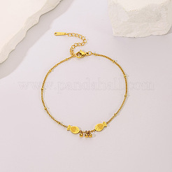 Double Fish 304 Stainless Steel Link Anklets for Women&nbsp;FS-WG2E8EF-01
