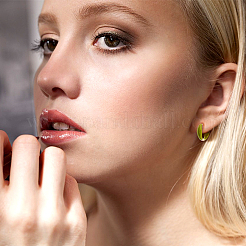 12Pair 3 Colors Alloy Enamel Huggie Hoop Earrings for Women&nbsp;EJEW-DC0001-35