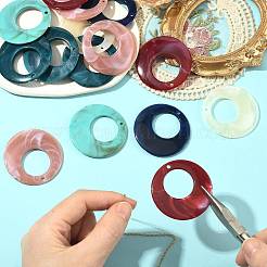 24Pcs 6 Colors Acrylic Pendants&nbsp;OACR-FS0002-66