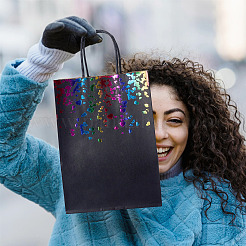 12Pcs 2 Colors Colorful Hot Stamping Heart Paper Gift Tote Bags&nbsp;ABAG-TA0001-57B