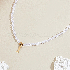 Imitation Pearl with Stainless Steel Pendants Necklaces&nbsp;NJEW-LP0001-51I-G