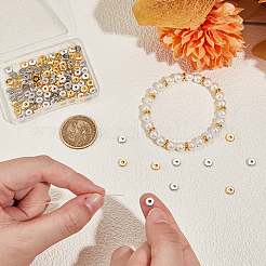 2 Colors Brass Flat Round Spacer Beads&nbsp;KK-BC0014-21B
