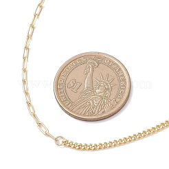 Brass Curb Chain & Paperclip Chain Necklaces with 201 Stainless Steel End Chain Heart Charms&nbsp;NJEW-JN05553