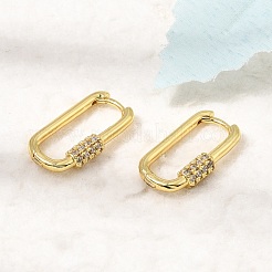Brass Micro Pave Cubic Zirconia Hoop Earrings&nbsp;CU-CBABA66-11G