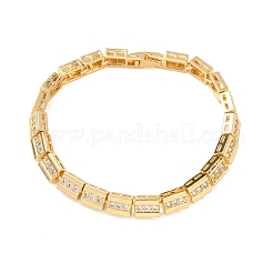Rectangle Brass Micro Pave Clear Cubic Zirconia Link Chain Bracelets for Women&nbsp;BJEW-F530-03G