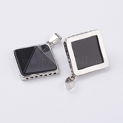 Natural Dyed & Heated Black Agate Pendants&nbsp;G-E442-02R