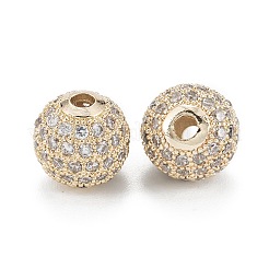 Brass Micro Pave Clear Cubic Zirconia Beads&nbsp;ZIRC-D274-02G-03