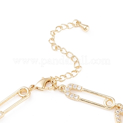 Brass Micro Pave Clear Cubic Zirconia Link Bracelets&nbsp;BJEW-F408-01G