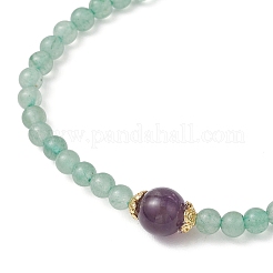 Natural Green Aventurine & Amethyst Round Beaded Stretch Bracelets for Women&nbsp;BJEW-JB11928-02