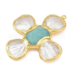 Natural Amazonite & Shell Pearl Big Pendants&nbsp;KK-H516-24G-03