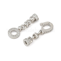 Brass Micro Pave Clear Cubic Zirconia Fold Over Clasps&nbsp;KK-H202-19P