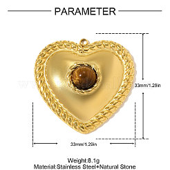 304 Stainless Steel with Natural Tiger Eye Pendants&nbsp;STAS-OY010-43G