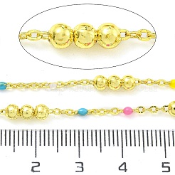 Brass Enamel Round Beaded Link Chain&nbsp;CHC-G022-07G-19