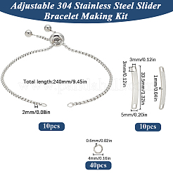 10Pcs Adjustable 304 Stainless Steel Slider Bracelet Making&nbsp;DIY-SC0026-30B