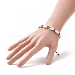 Natural Shell & Synthetic Turquoise Braided Bead Bracelet for Women&nbsp;BJEW-JB09245