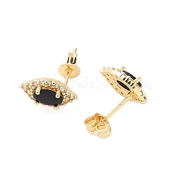 Brass Micro Pave Cubic Zirconia Stud Earrings&nbsp;EJEW-M103-02G