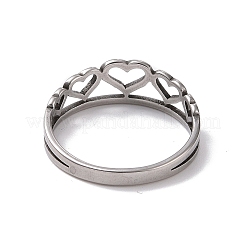 Non-Tarnish 201 Stainless Steel Hollow Heart Finger Ring for Valentine's Day&nbsp;RJEW-J051-35P