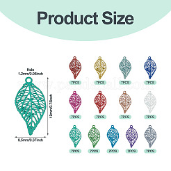 91Pcs 13 Colors Spray Paint 430 Stainless Steel Pendants&nbsp;STAS-TA0006-05