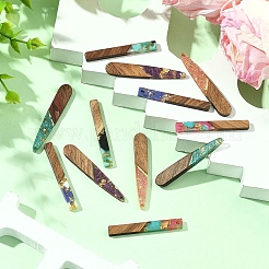 12Pcs 6 Styles Transparent Resin & Walnut Wood Pendants&nbsp;RESI-YW0002-13