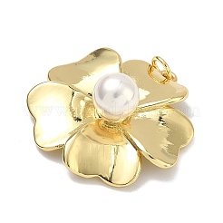 Brass ABS Plastic Imitation Pearl Pendants&nbsp;KK-Z153-10G