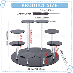 8-Tier Flat Round Acrylic Minifigures Organizer Display Risers&nbsp;ODIS-WH0058-02
