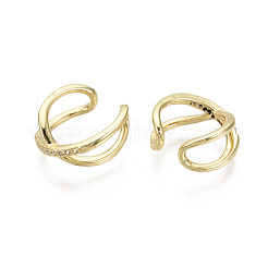 Brass Micro Pave Clear Cubic Zirconia Cuff Earrings&nbsp;EJEW-R114-014-NF