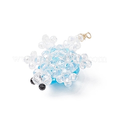 3D Electroplate Glass Seed Beaded Tortoise Pendants&nbsp;PALLOY-MZ00674-05
