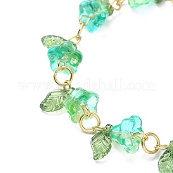 4Pcs 4 Color Acrylic & Glass Beaded Flower Linnk Chain Bracelets Set&nbsp;BJEW-TA00273
