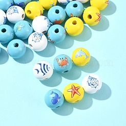 45Pcs 9 Styles Natural Wood European Beads&nbsp;WOOD-FS0001-27