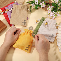 24Pcs 6 Colors Flower Printed Cloth Drawstring Bags&nbsp;ABAG-CA0001-22C