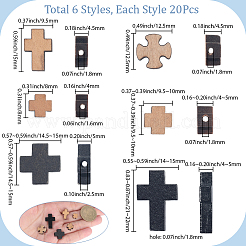 120Pcs 6 Styles Natural Wooden Beads&nbsp;WOOD-SC0002-21