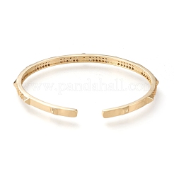 Brass Micro Pave Clear Cubic Zirconia Cuff Bangles&nbsp;BJEW-F411-05G