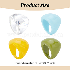 4Pcs 4 Colors Resin Plain Wide Dome Finger Rings Set for Women&nbsp;RJEW-AN0001-10