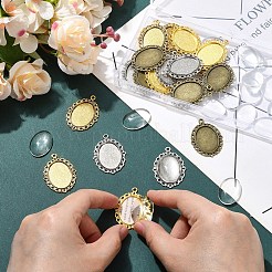 20Pcs 4 Styles Oval Tibetan Style Alloy Pendant Cabochon Settings&nbsp;TIBEP-YW0012-44