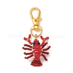 2Pcs Crayfish Glass Seed Beads Pendant Decorations&nbsp;HJEW-MZ00352