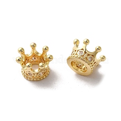 Rack Plating Brass Pave Cubic Zirconia Large Hole European Beads&nbsp;KK-D100-09G