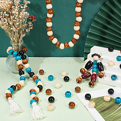 4 Colors Wood Large Hole Beads&nbsp;WOOD-FG0001-52