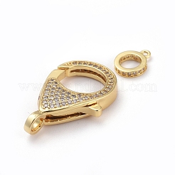 Brass Micro Pave Cubic Zirconia Lobster Claw Clasps&nbsp;ZIRC-F110-01B-G
