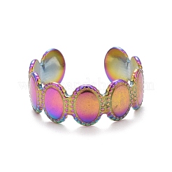 Ion Plating(IP) Rainbow Color 304 Stainless Steel Oval Wrap Open Cuff Ring for Women&nbsp;RJEW-C025-05M