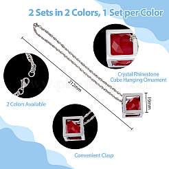 2 Sets 2 Colors Bling Diamond Cube Car Rear View Mirror Charms&nbsp;HJEW-DC0001-06