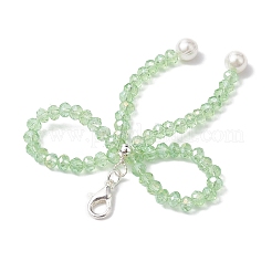 4Pcs Bowknot Shell Pearl & Glass Pendant Decorations&nbsp;HJEW-TA00201