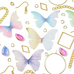 DIY Polyester Butterfly & Stainless Steel Dangle Earring Making Kits&nbsp;DIY-FS0006-32