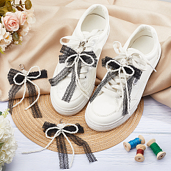 Polyester Lace Bowknot Shoe Charms&nbsp;DIY-WH0060-65B