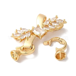 Brass Micro Pave Cubic Zirconia Fold Over Clasps&nbsp;KK-B098-09G-01