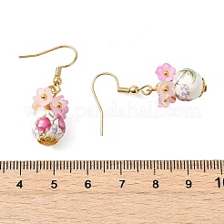 Handmade Flower Printed Porcelain Ceramic Dangle Earrings&nbsp;EJEW-JE07288